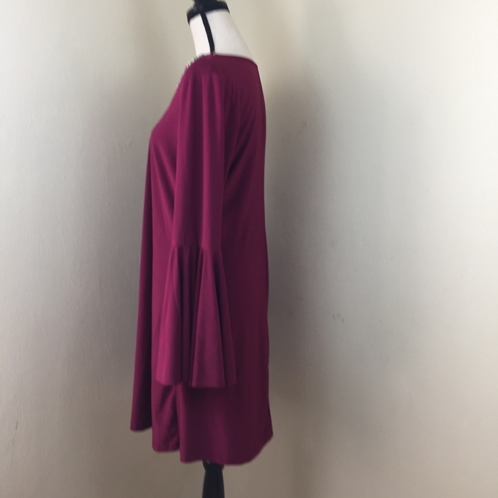 Haani Dress. Beaded Neckline. Burgundy. Sz L. - Picture 5 of 7
